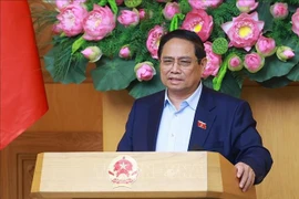 越南政府总理范明政发言。图自越通社