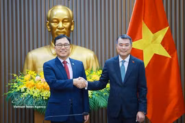 越南政府总理黎明兴会见韩国驻越南大使崔泳杉。图自越通社