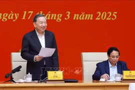 苏林总书记在会议上发言。图自越通社