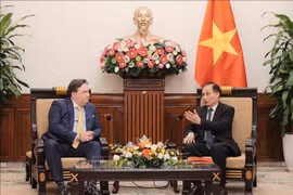 越南外交部代理部长黎怀忠会见美国驻越南大使马克·纳珀。图自越通社