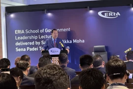 洪森发表讲话。图自越通社