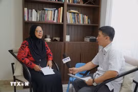 马来西亚国防大学（UPNM）国际关系学系鲁哈纳斯·哈伦就越南30年来为东盟作出的重大贡献接受越通社驻吉隆坡记者采访。图自越通社