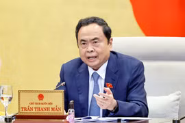 国会主席陈青敏发言。图自越通社