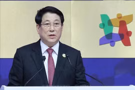 越南国家主席梁强发言。图自越通社