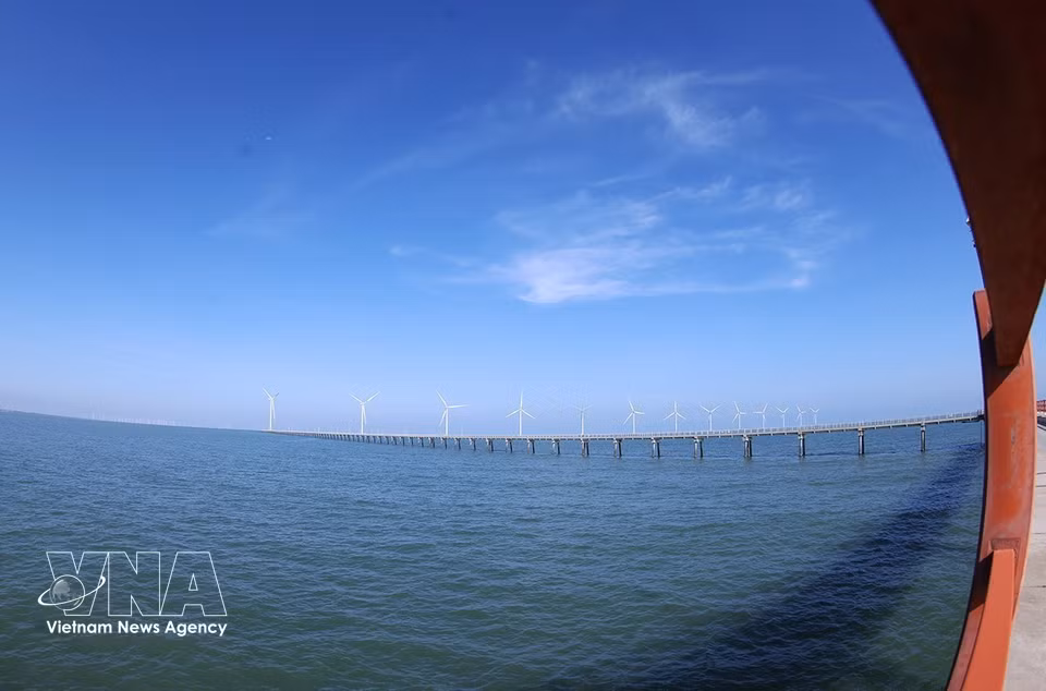 位于金瓯省永后乡的和平码头风电厂1号和2号项目。每年发电约4亿千瓦时并接入国家电网，为保障国家能源安全作出贡献。图自越通社
