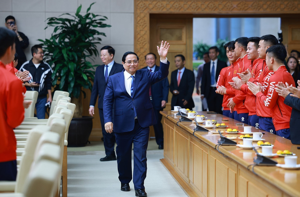 越南政府总理范明政出席越南体育代表团参加第33届东南亚运动会的出征仪式。图自越通社