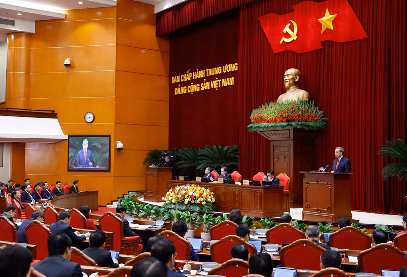越共中央第十四届中央委员会第二次全体会议在河内隆重开幕 图自越通社