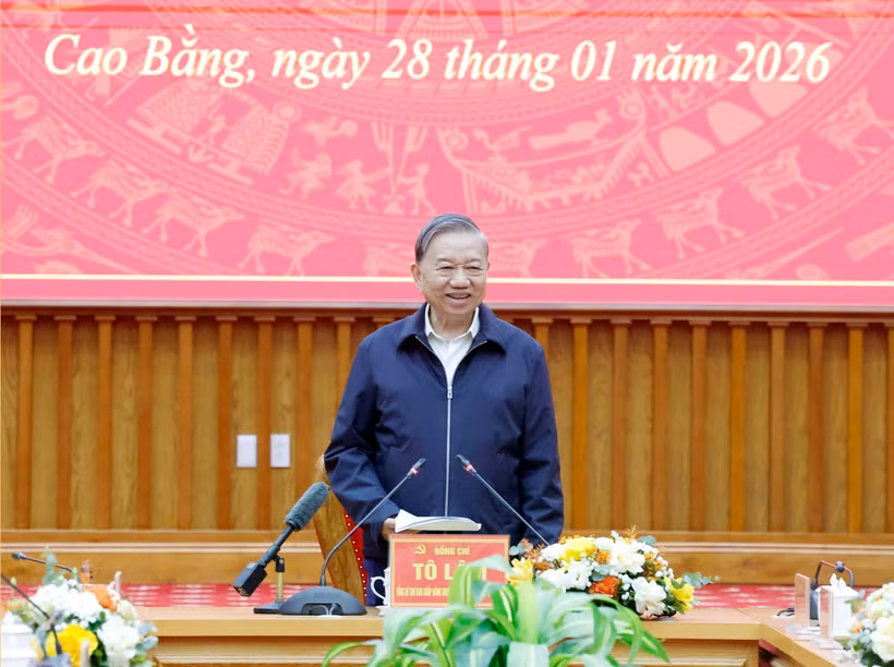 越共中央总书记苏林发表讲话 图自越通社