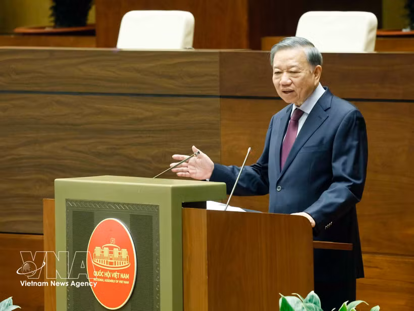 越共中央总书记、国家主席苏林在会议上发表讲话 图自越通社