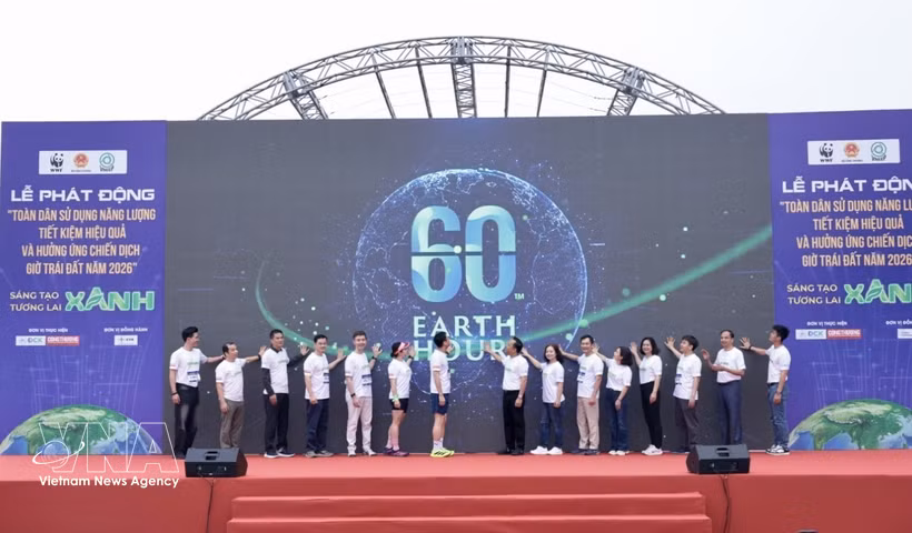 2026年3月21日，以“绿色创新，绿色未来”为主题的“全民高效节约利用能源暨响应2026年地球一小时活动”启动仪式在河内举行。图自越通社