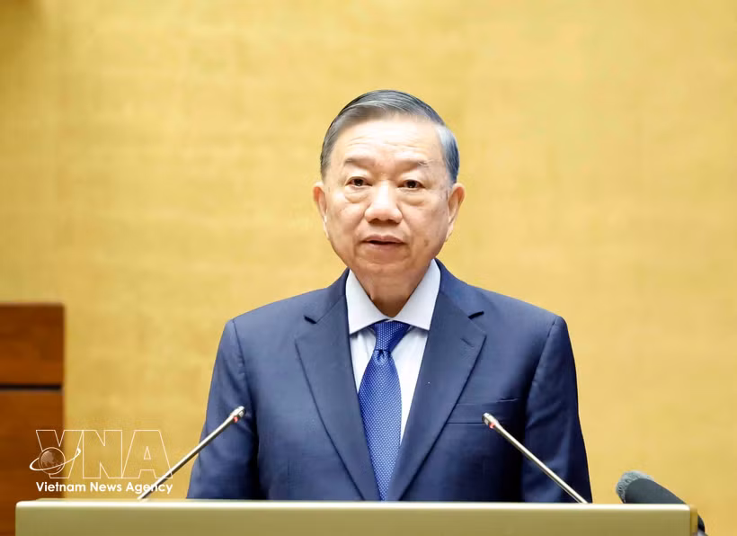 越共中央总书记、国家主席苏林发表讲话 图自越通社