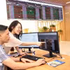 客户在保越证券股份公司（Bảo Việt Securities）位于河内总部的交易大厅进行交易。图自越通社