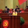 越共中央委员、国会副主席阮氏青发言 图自越通社