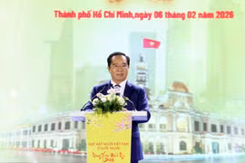 胡志明市市委副书记、人民委员会主席阮文得发表讲话。图自越通社
