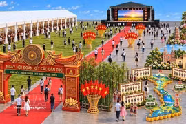 全民族大团结日活动上“全民族大团结大道”的3D效果图。图：越通社发