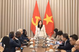 越南外交部副部长黎氏秋姮向国际记者介绍越南近期取得的突出成就。图自越通社