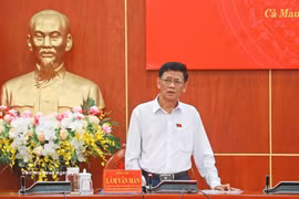 国会民族委员会主席林文敏发表讲话。图自越通社