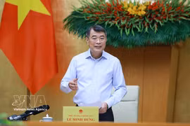 越南政府总理黎明兴在2026年8月政府例行会议上发表总结讲话。图自越通社