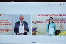 越南统计局与丹麦统计局举行线上仪式，签署关于官方统计、行政数据和数字化转型领域合作的谅解备忘录（MoU）。（统计局供图）
