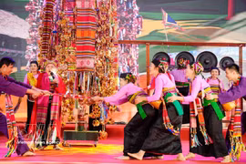 清化省芒族同胞的传统节日表演。图自越通社
