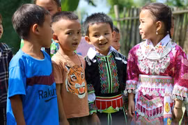 高平省保乐县保林幼儿园的学生。图自越通社