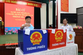 海军129海团的投票区。图自越通社