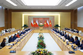 越南政府总理黎明兴与波兰总理唐纳德·图斯克举行会谈。图自越通社
