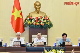 国会主席陈青敏发表讲话。图自越通社