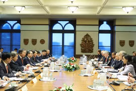 越共中央总书记、国家主席苏林与加拿大总理马克·卡尼举行会谈。图自越通社