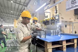 越南精密工业一号有限责任公司在富寿省霸善二号工业区的汽车、摩托车零部件生产线。图自越通社
