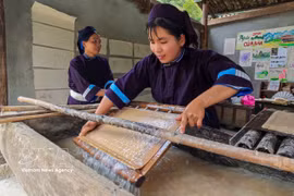 在地质公园管理委员会的指导下，许多高平省农民恢复了传统手工艺，为旅游业提供服务并稳定生活。图自越通社