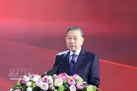 越共中央总书记、国家主席苏林出席纪念仪式并发表讲话。图自越通社
