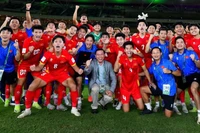 越南U23队在获胜后的喜悦。图自AFC