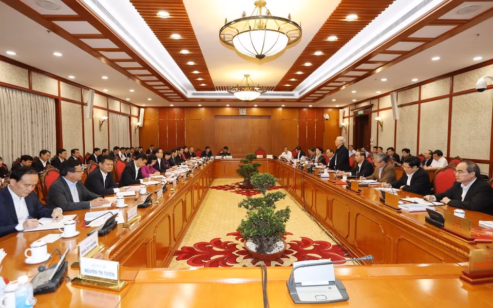 越共中央总书记阮富仲在会上发言。（图片来源：越通社）