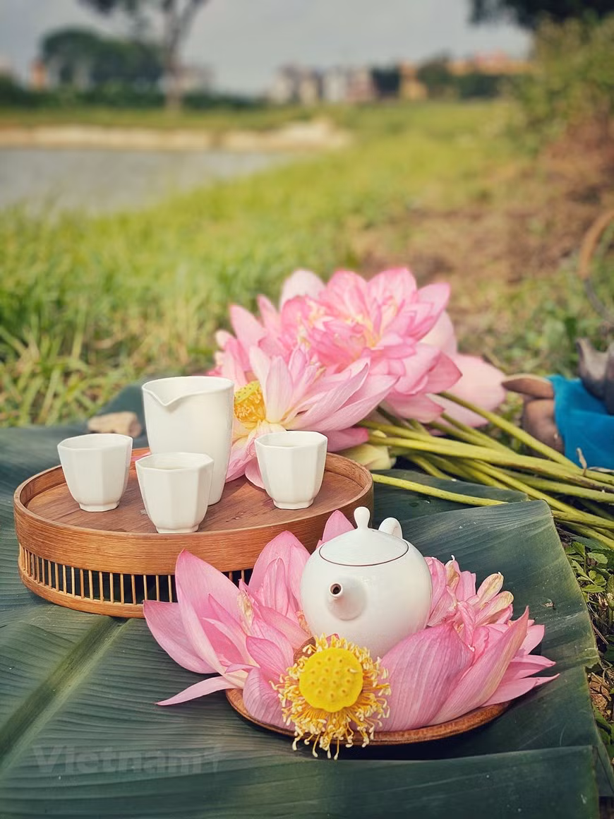 为了完美地品尝最佳的一壶清晨莲花茶，茶具也起到重要的作用，影响到茶的香味。据品茶专家，使用陶土茶壶来泡茶将带来最纯粹的茶味。品尝清晨莲花茶最佳时间为早晨，开始工作前的时间。清晨莲花茶的清香和回甘滋味将让您感受着生活的舒散惬意, 同时充分感受到重台莲花的纯洁。图：Vietnam+