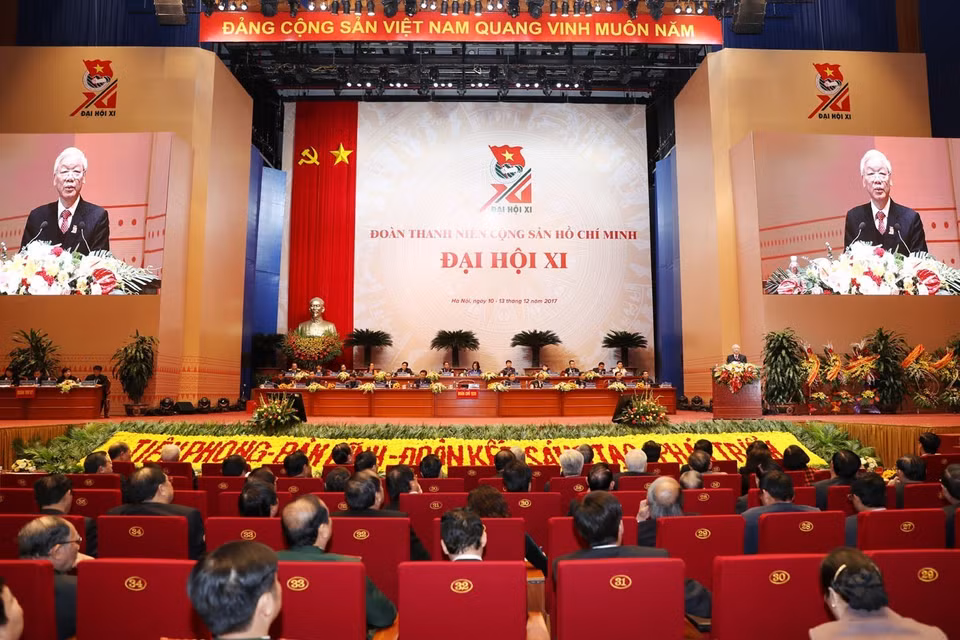 越共中央总书记阮富仲在大会上发表讲话。（图片来源：越通社）