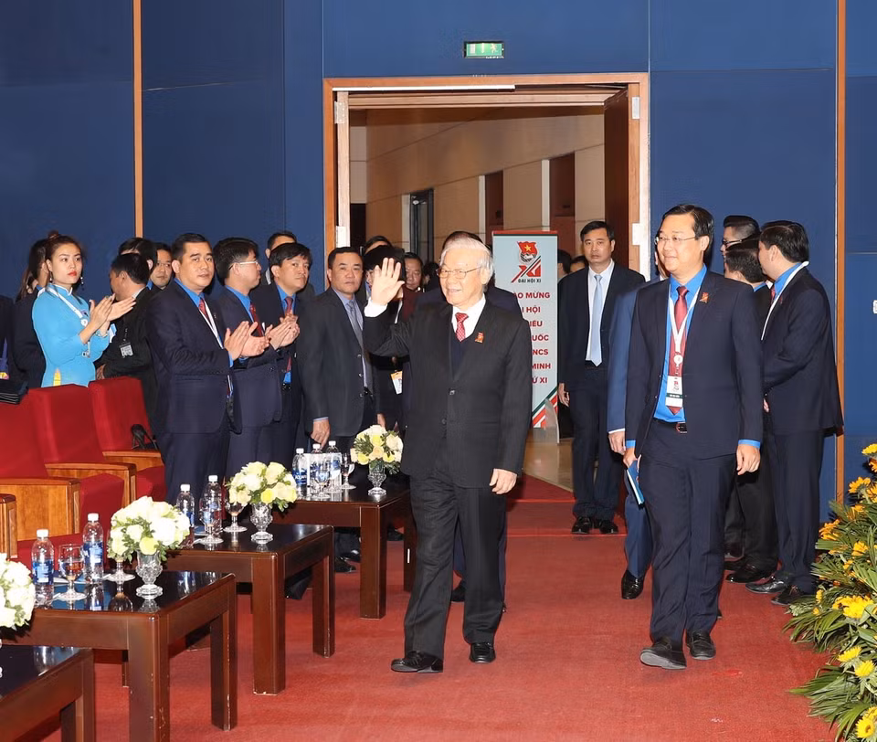 越共中央总书记阮富仲出席胡志明共青团第十一次全国代表大会。（图片来源：越通社）