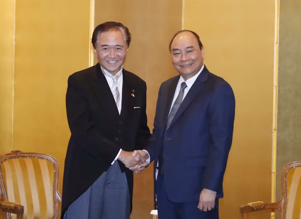 阮春福会见神奈川县知事黑岩佑治。图自越通社