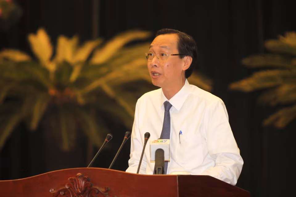  胡志明市人民委员会副主席黎清廉在会议上发言。越通社记者 青宇 摄