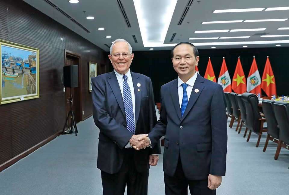 越南国家主席陈大光与秘鲁总统佩德罗·巴勃罗·库琴斯基（图片来源：越通社）