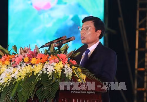 文化体育与旅游部部长阮玉善在仪式上发表讲话。（图片来源：越通社）