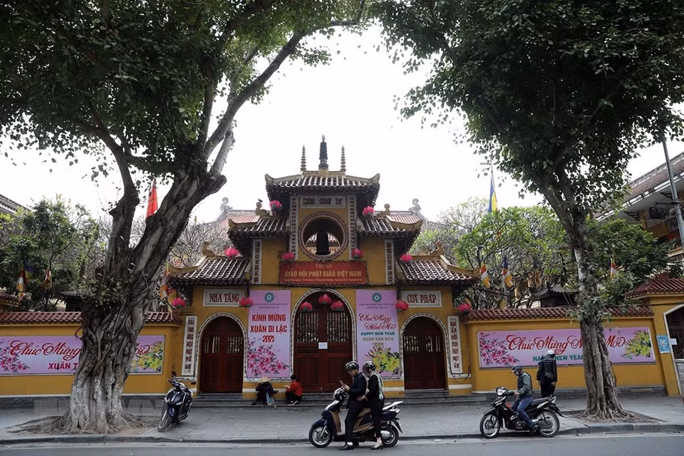 越南佛教协会总部——馆使寺也关门，以确保防疫工作。越通社记者范俊英 摄