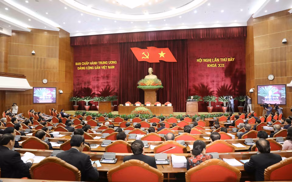 越南共产党第十二届中央委员会第七次全体会议正式落幕。越通社记者 智勇 摄
