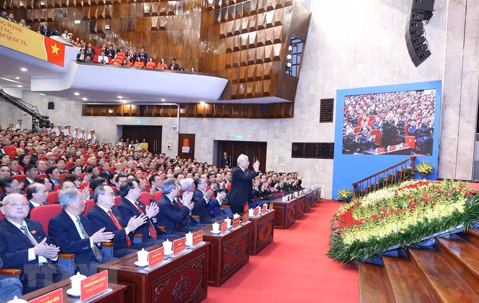 出席大会的越南党和国家领导人。越通社记者 芳花 摄