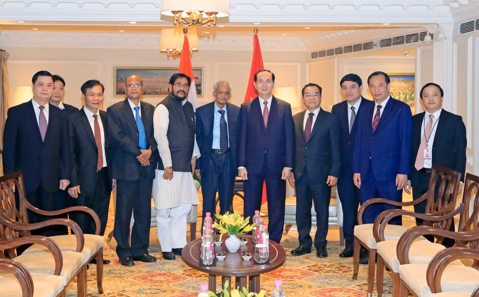 越南国家主席陈大光会见印度共产党总书记雷迪。越通社记者 彦创 摄