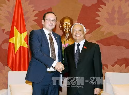 越南国会副主席旺周刘会见罗马尼亚社会党议员丹尼尔·巴布莱斯库。（图片来源：越通社）