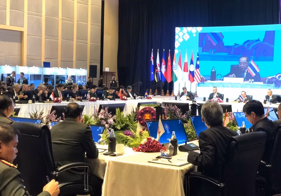 第6届东盟国防部长扩大会议全景。越通社驻泰国记者玉光、友坚 摄。