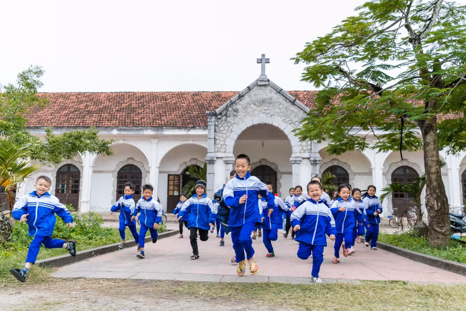 乂安省琼刘县琼林乡琼林B小学校共有近700名天主教学生。这几天，该学校的圣诞气氛十分浓厚。图片来源：越通社