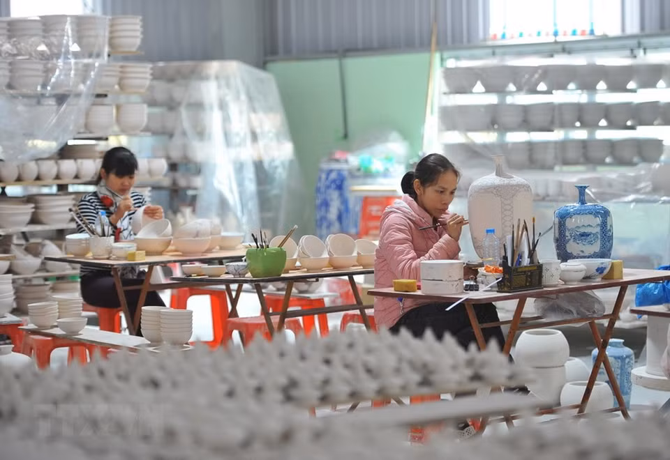 蒲钵陶瓷村现在是白莲村，位于宁平省安模县安城乡。越通社记者 明德 摄