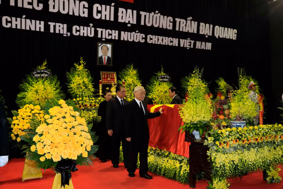 越南国家主席陈大光追悼会在河内举行。图自越通社
